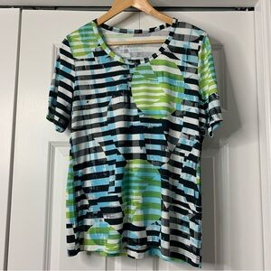 EK Sports Love it  Stripped Multicolor Women's Short sleeve Top Size 14